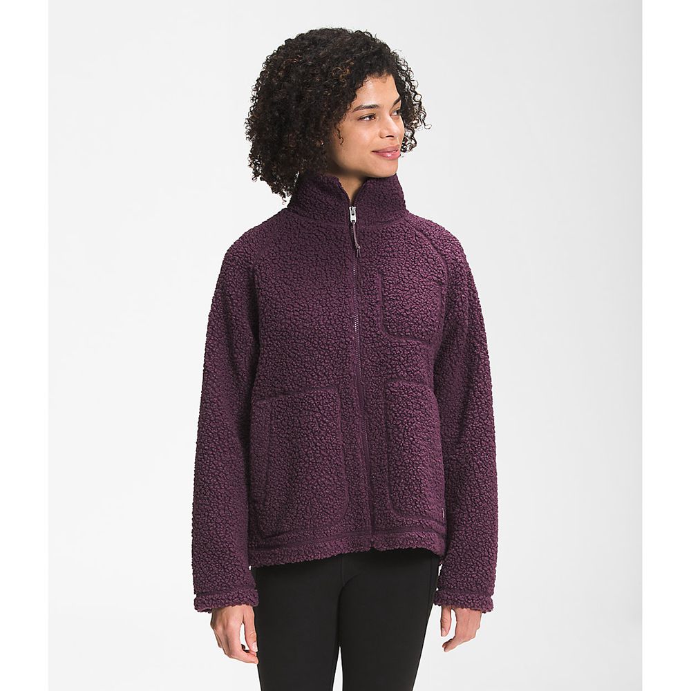 The North Face Fleece Jacket Womens Australia - The North Face Ridge Full Zip Burgundy / Black (CXM-